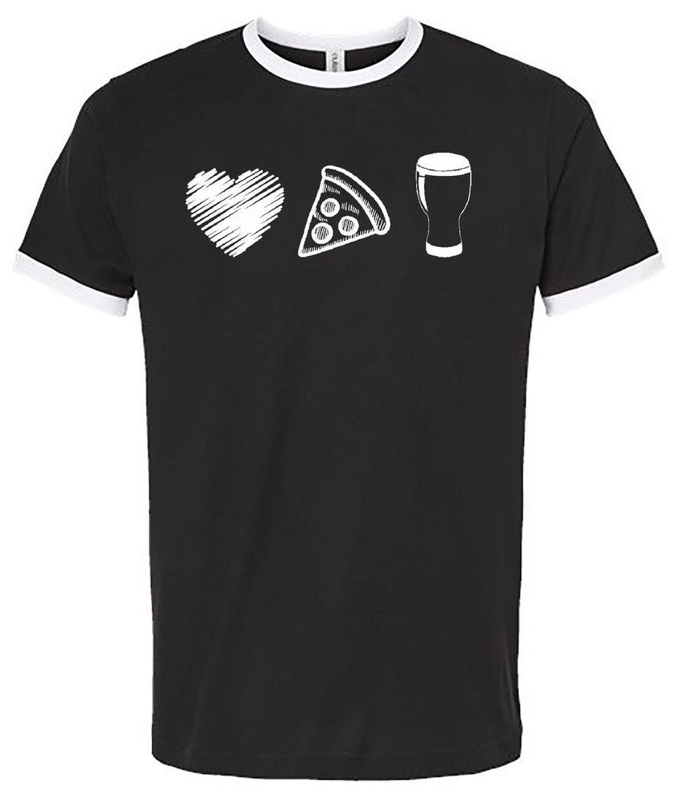 Love Pizza Beer Ringer T-Shirt